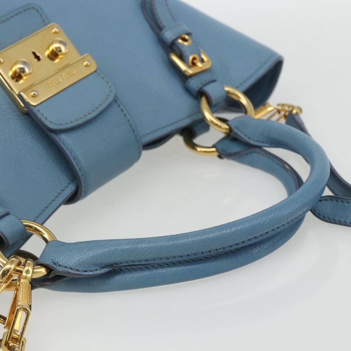 Miu Miu Madras Convertible Lock Leather, Blue, Leather, Tote Bag