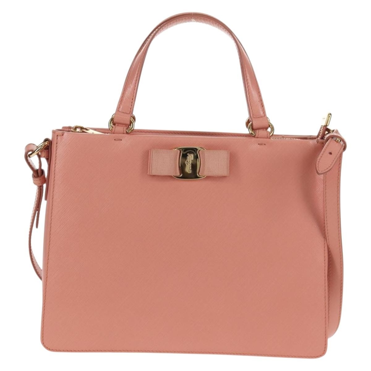 Salvatore Ferragamo Vala Leather, Pink, Leather, Handbag