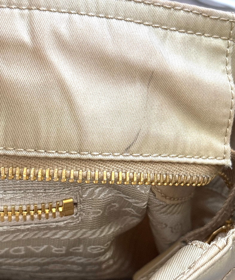 Prada Re-Edition 1978 Pocket Re-Nylon with Saffiano Leather, Beige, Nylon, Tote Bag