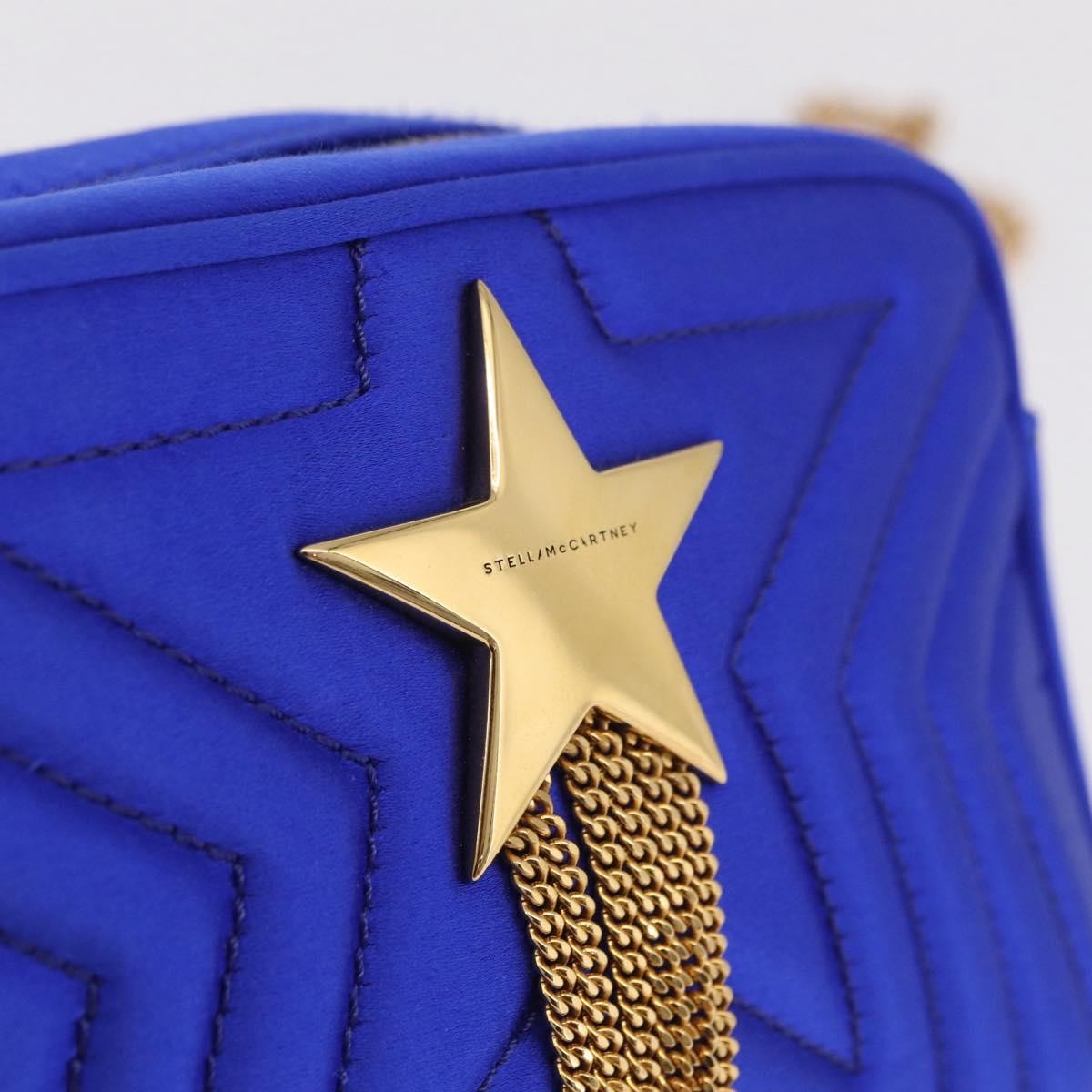 Stella McCartney Stella Star Camera Quilted Satin, Blue, Satin, Handbag
