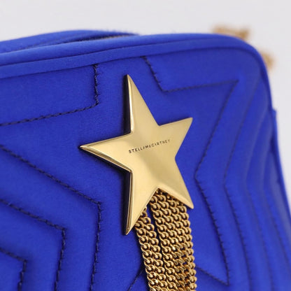 Stella McCartney Stella Star Camera Quilted Satin, Blue, Satin, Handbag