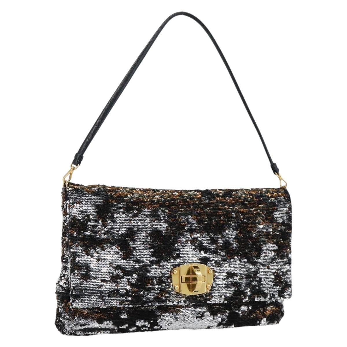 Miu Miu Belted Flap Turnlock Messenger Sequin Embellished Leather, Multicolour, Canvas, Crossbody Bag