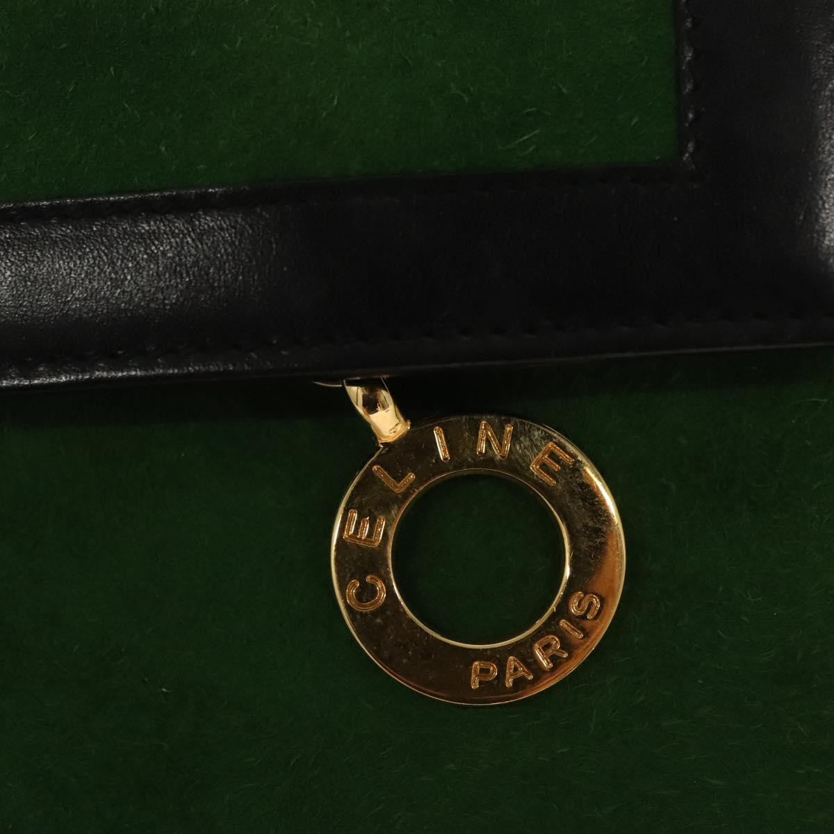 Celine Circle Logo Suede, Green, Suede, Clutch