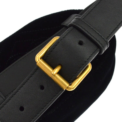 Gucci GG Marmont Belt Embellished Matelasse Velvet, Black, Velvet, Handbag