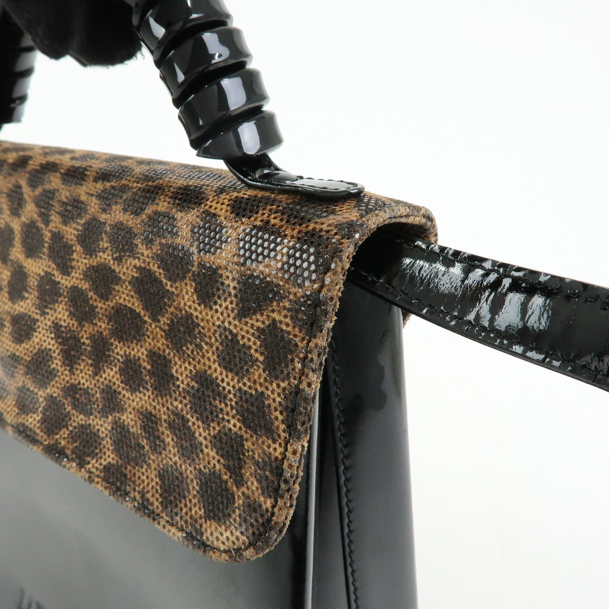 Loewe Vintage Velazquez Top Handle Leather, Black, Patent Leather, Handbag