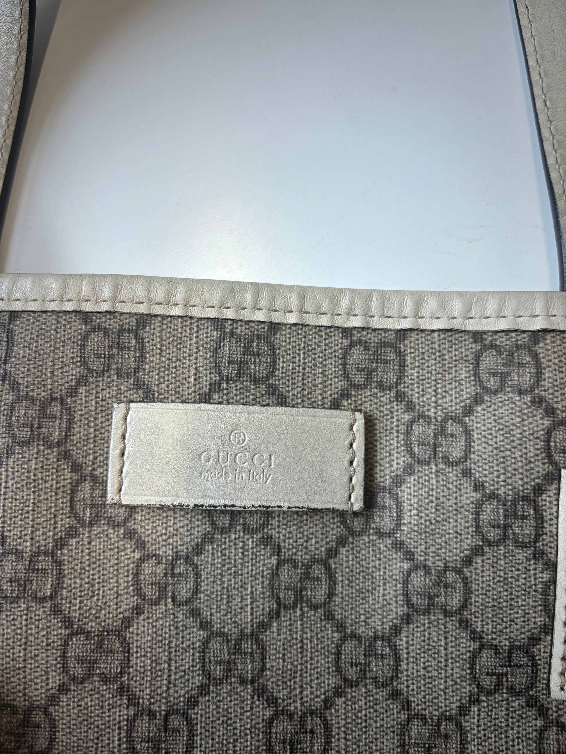 Gucci Plus Tote GG Coated Canvas with Leather, Beige, Canvas, Tote Bag