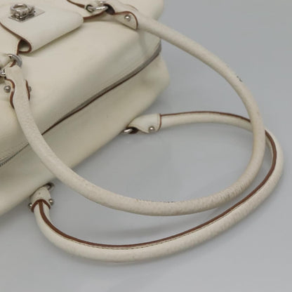 Salvatore Ferragamo Gancini Buckle Leather, White, Leather, Shoulder Bag