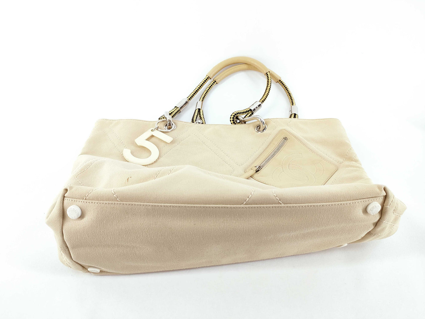 Chanel Shopper Tote Canvas, Brown, Canvas, Handbag