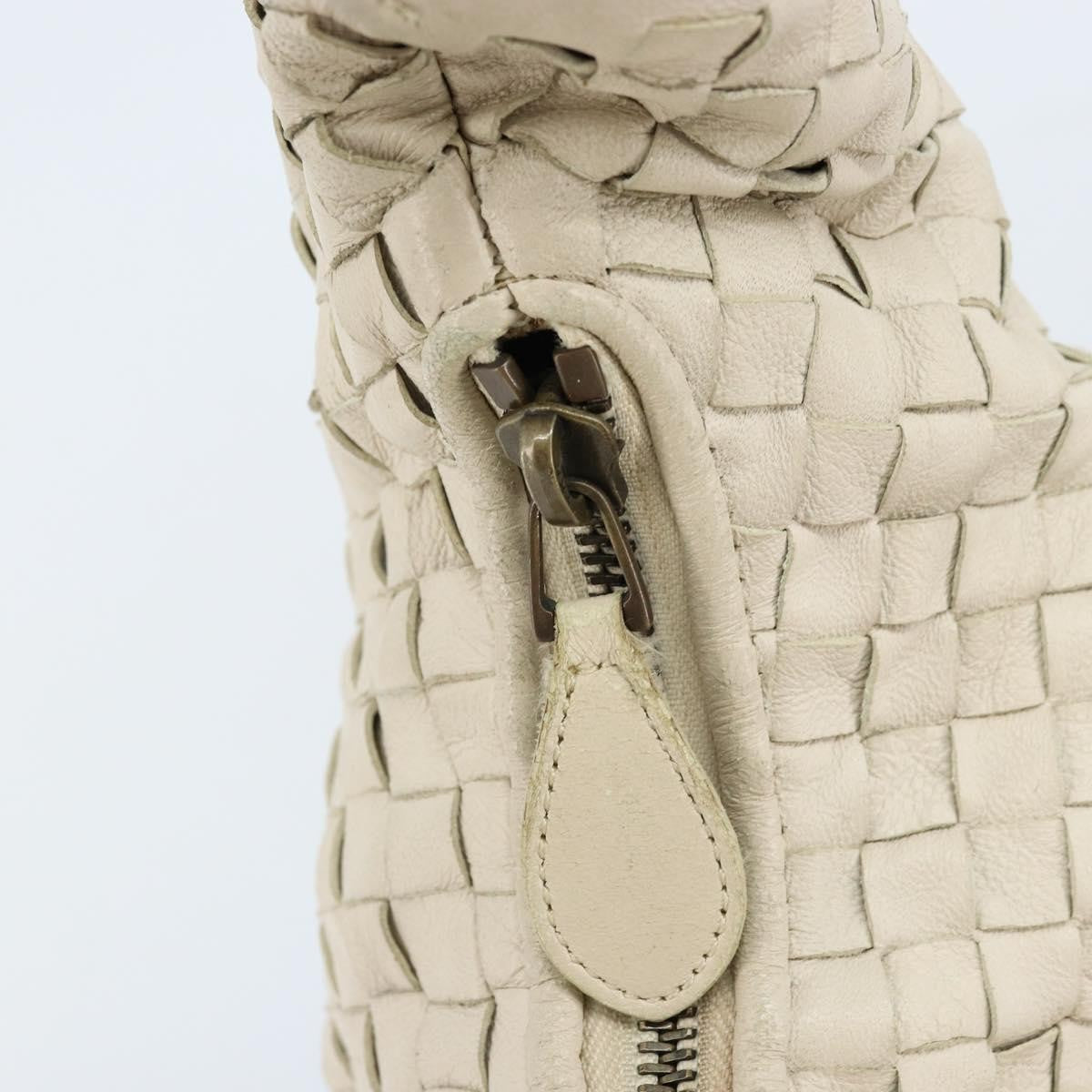 Bottega Veneta Zip Hobo Intrecciato, White, Leather, Handbag