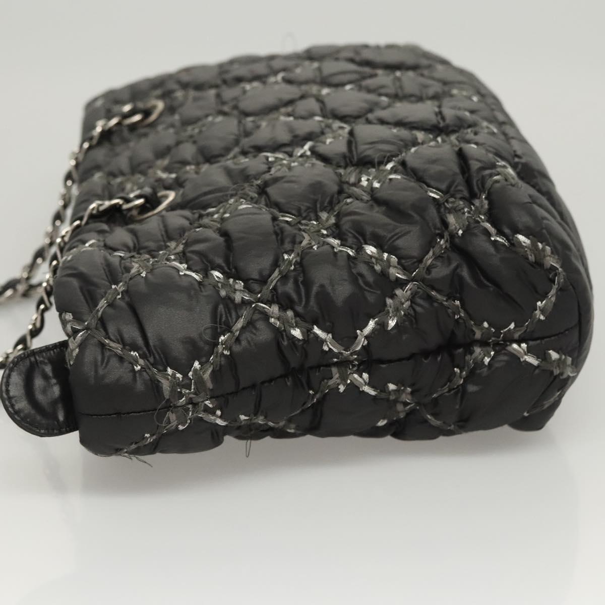 Chanel Tweed on Stitch Zip Tote Quilted Nylon, Black, Nylon, Shoulder Bag