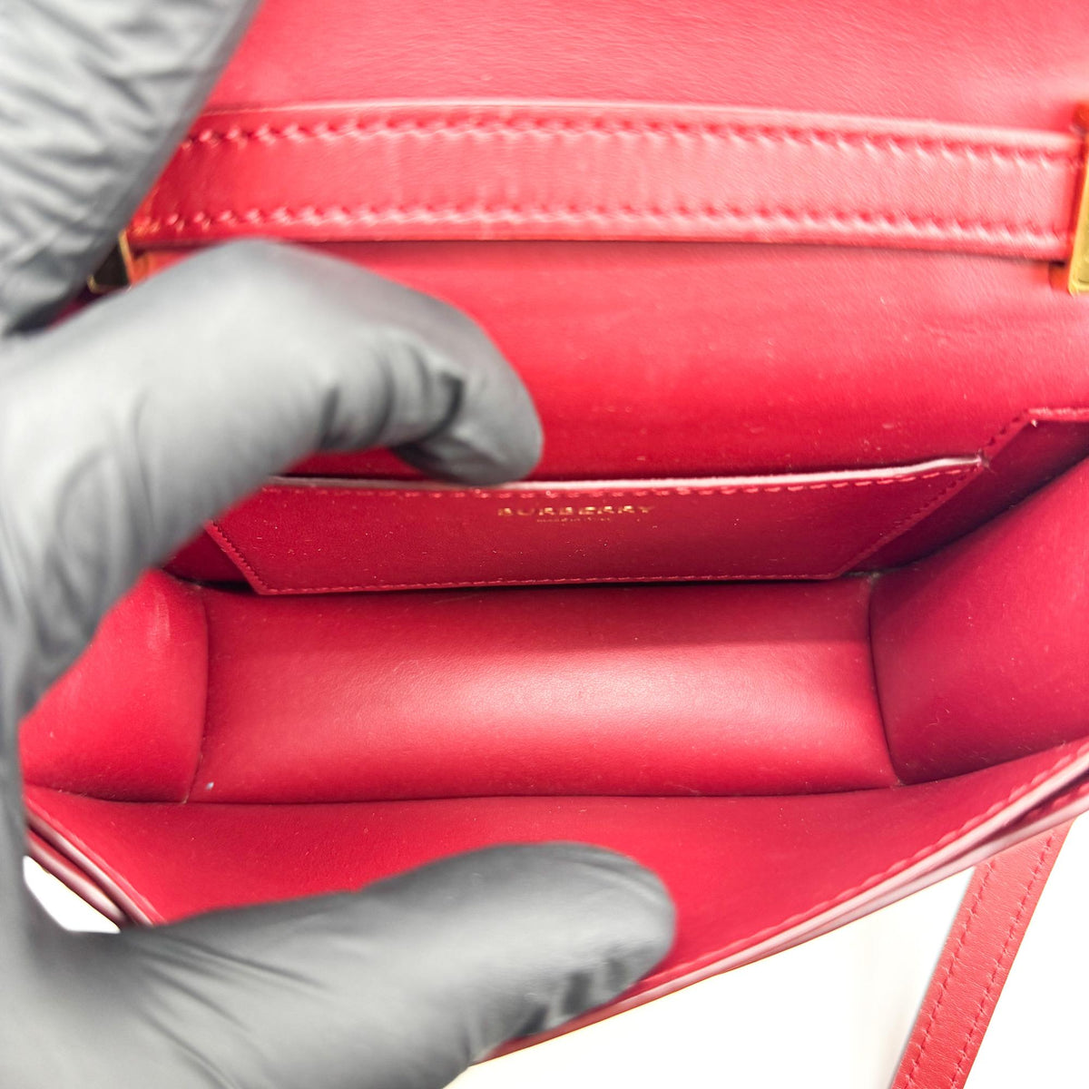 Burberry TB Flap Leather, Red, Leather, Handbag