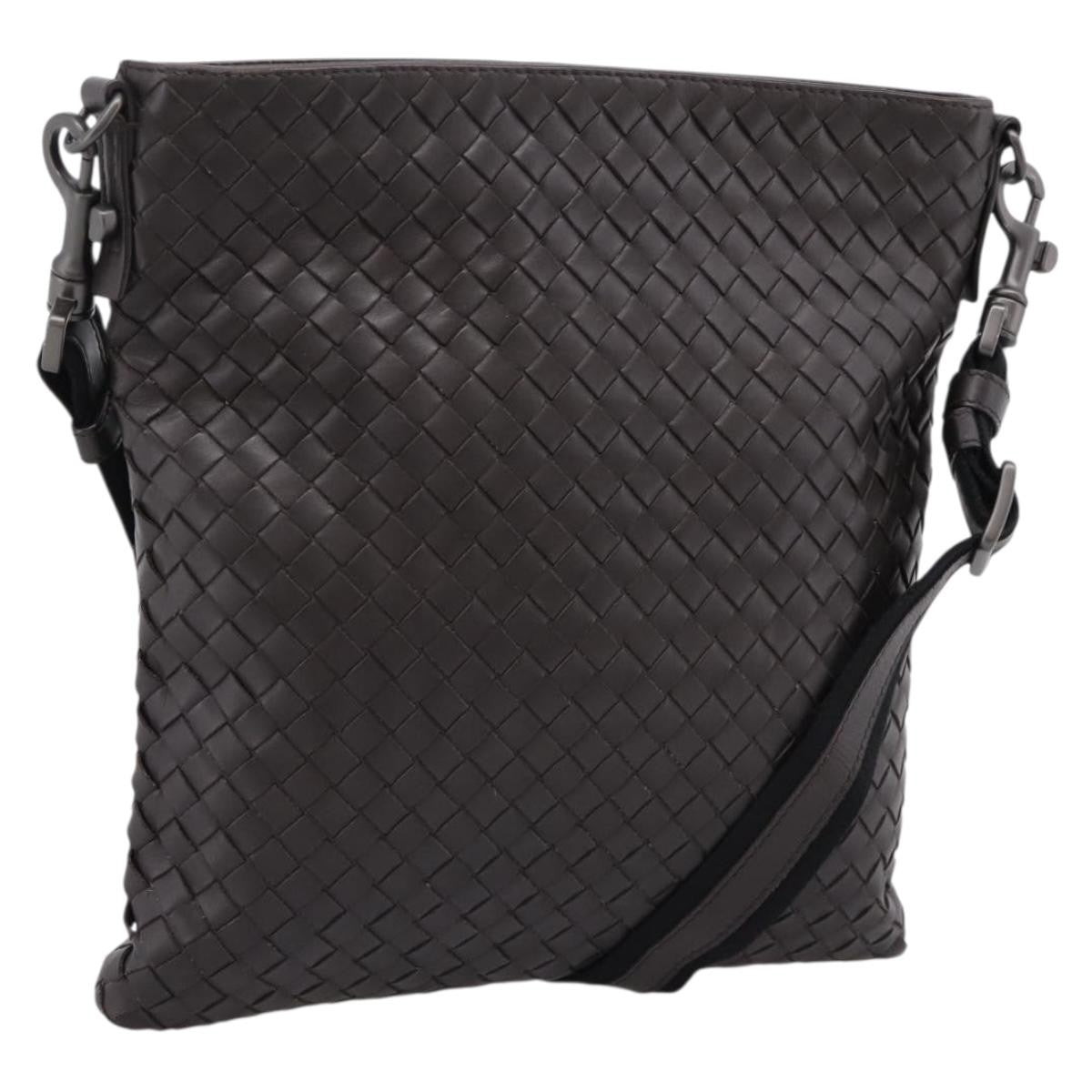 Bottega Veneta Flat Messenger Intrecciato Nappa, Brown, Leather, Handbag