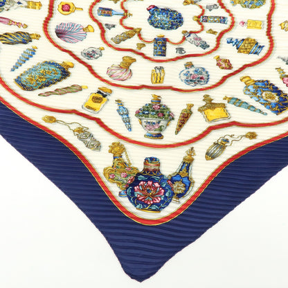 Hermes Carré 90 Pleated Silk, Navy, Silk, Scarf