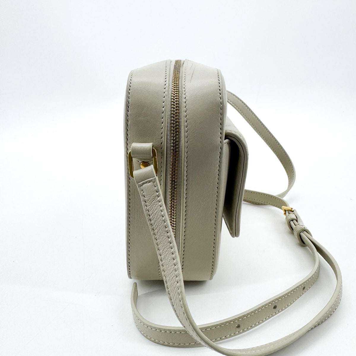 Saint Laurent Vicky Camera Vertical Quilted Leather, Gray, Leather, Handbag