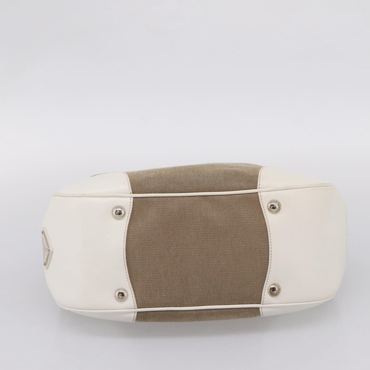 Prada Canapa Hobo Canvas with Leather, Beige, Canvas, Shoulder Bag