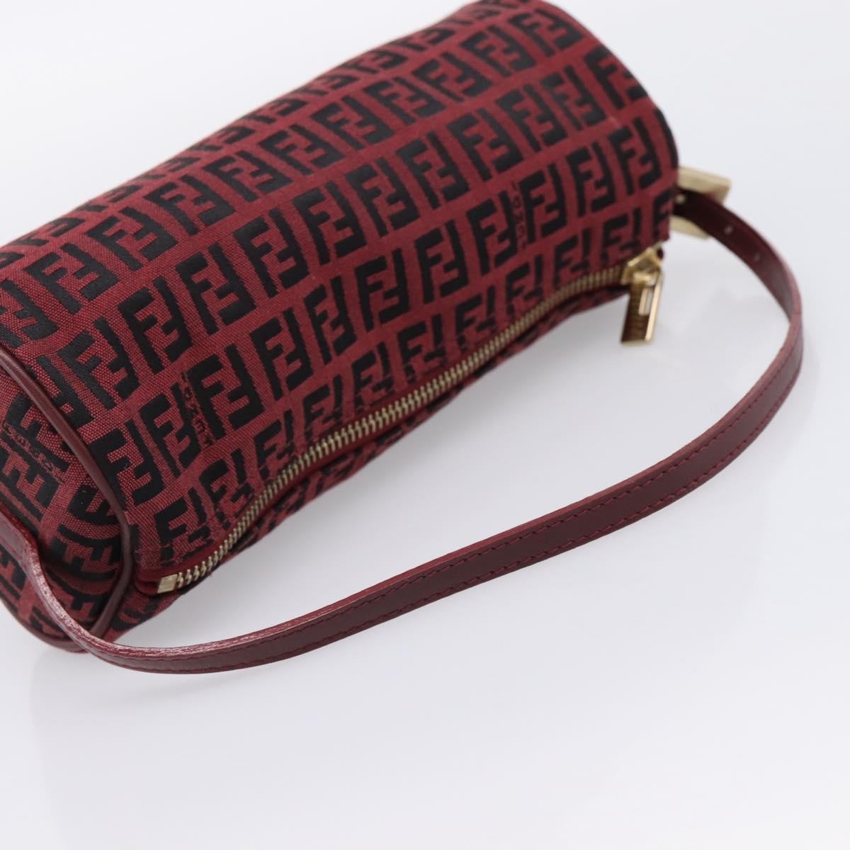 Fendi Vintage FF Zip Zucchino Canvas, Burgundy, Canvas, Shoulder Bag