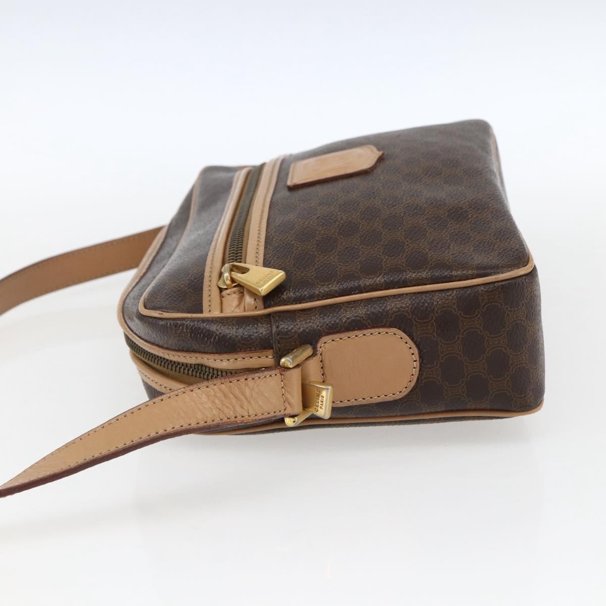 Celine Vintage Macadam Canvas and Leather, Brown, Canvas, Shoulder Bag