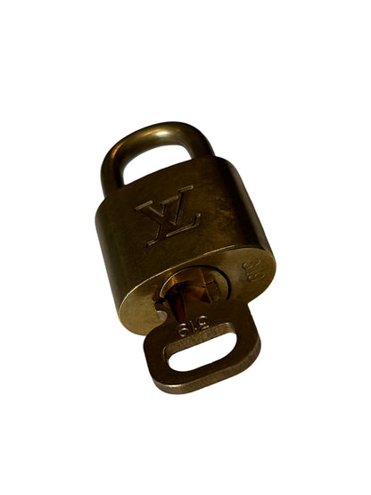 Louis Vuitton Padlock and Key Logo Metal, Gold, Metal, Charm