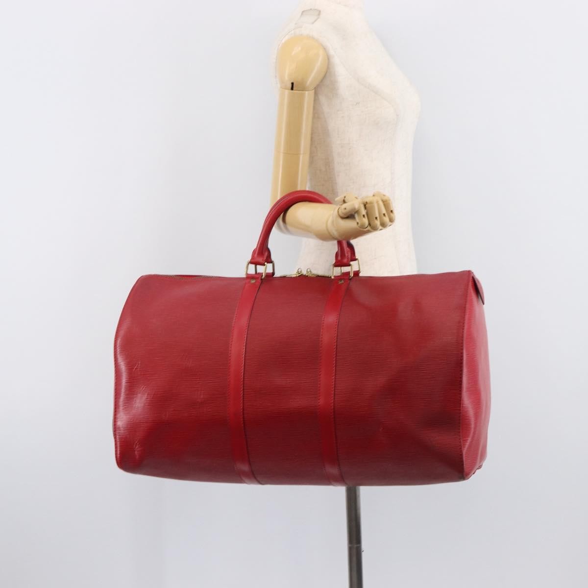 Louis Vuitton Keepall Epi Leather, Red, Leather, Travel Bag