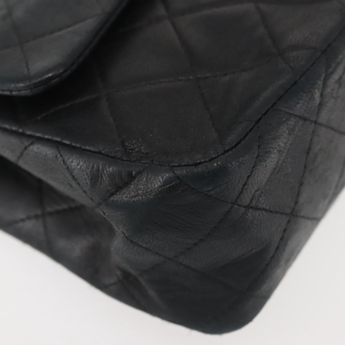 Chanel Vintage Square Classic Double Flap Bag Quilted Leather, BLACK, LEATHER, Shoulder bag