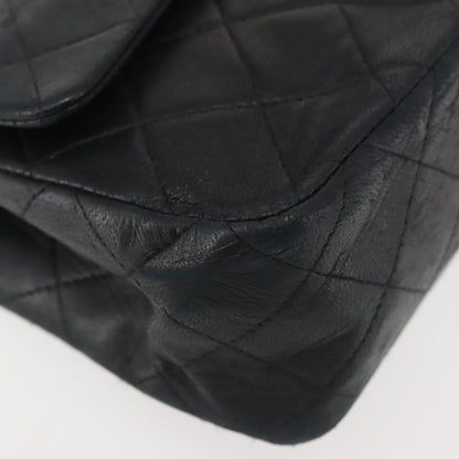 Chanel Vintage Square Classic Double Flap Bag Quilted Leather, BLACK, LEATHER, Shoulder bag