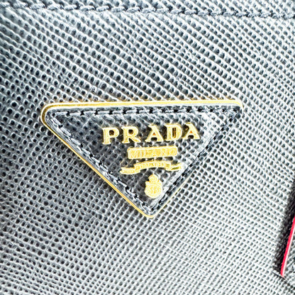 Prada Cuir Double Saffiano Leather, Black, Leather, Tote Bag