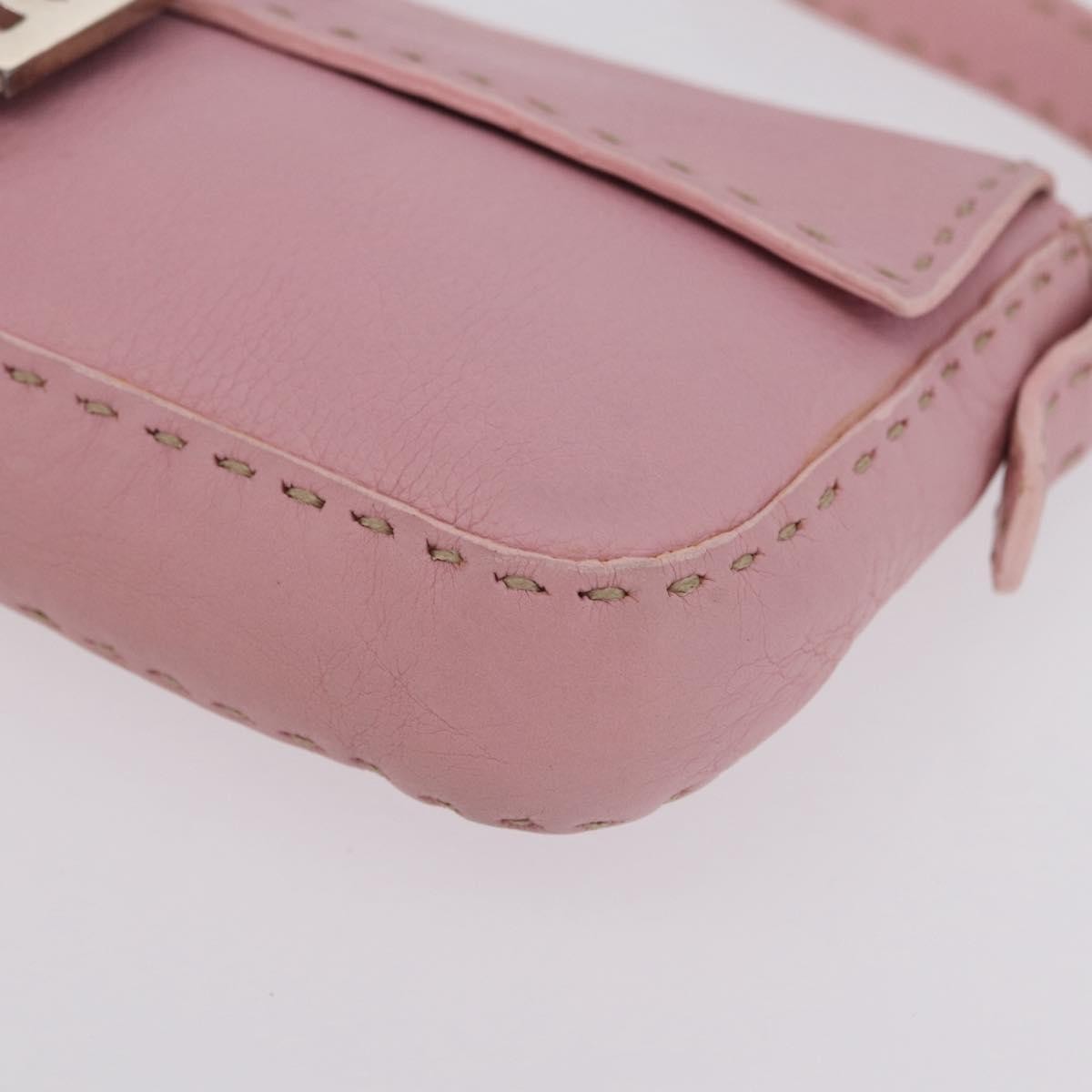 Fendi Selleria Baguette Leather, Pink, Leather, Handbag