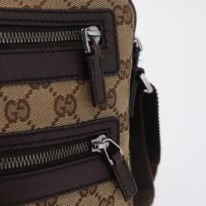 Gucci Front Zip Messenger GG Coated Canvas, Beige, Canvas, Crossbody Bag