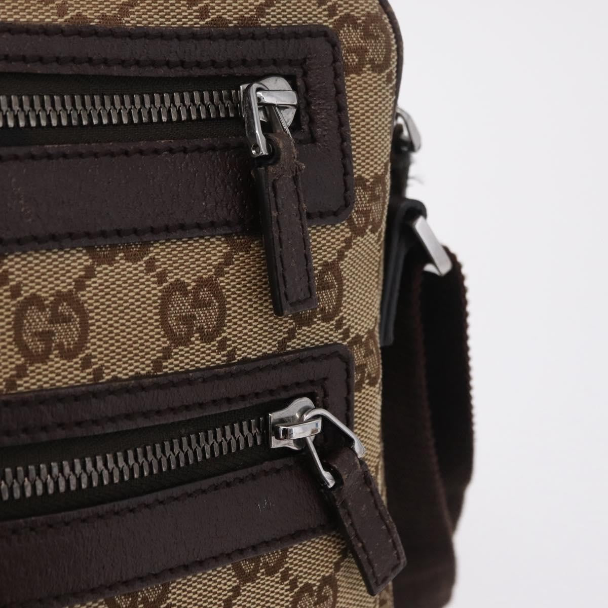 Gucci Double Front Pocket GG Canvas, Beige, Canvas, Crossbody Bag