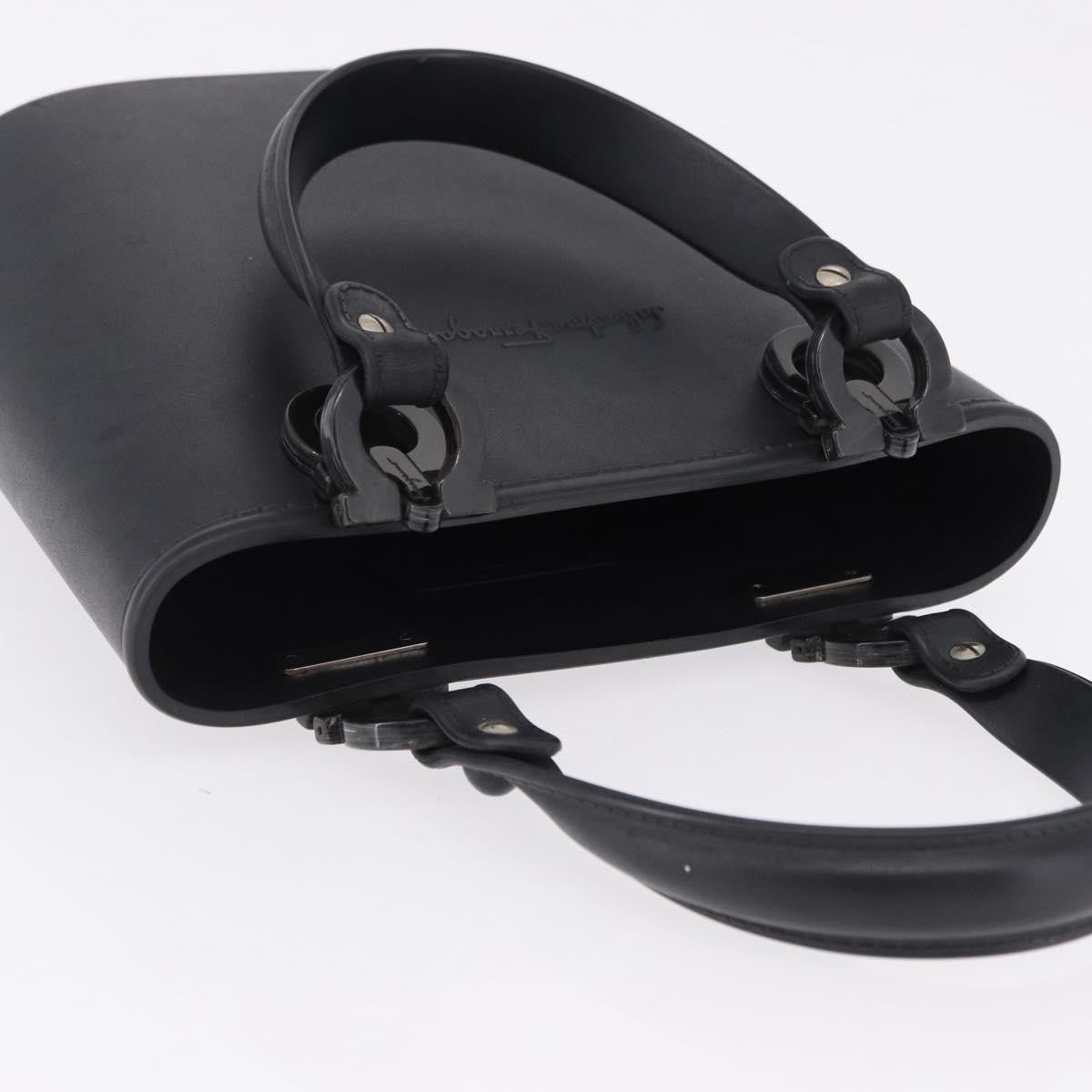 Salvatore Ferragamo Gancini Top Handle Leather, Black, Rubber, Handbag