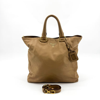 Prada Prada Vitello Phenix Leather Tote Bag Black Large phenix leather, Brown, Leather, Tote Bag