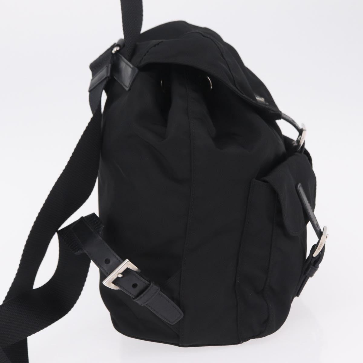 Prada Double Pocket Backpack Chain Re-Nylon, Black, Nylon, Shoulder Bag