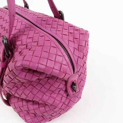 Bottega Veneta Boston Intrecciato Nappa, Pink, Leather, Handbag