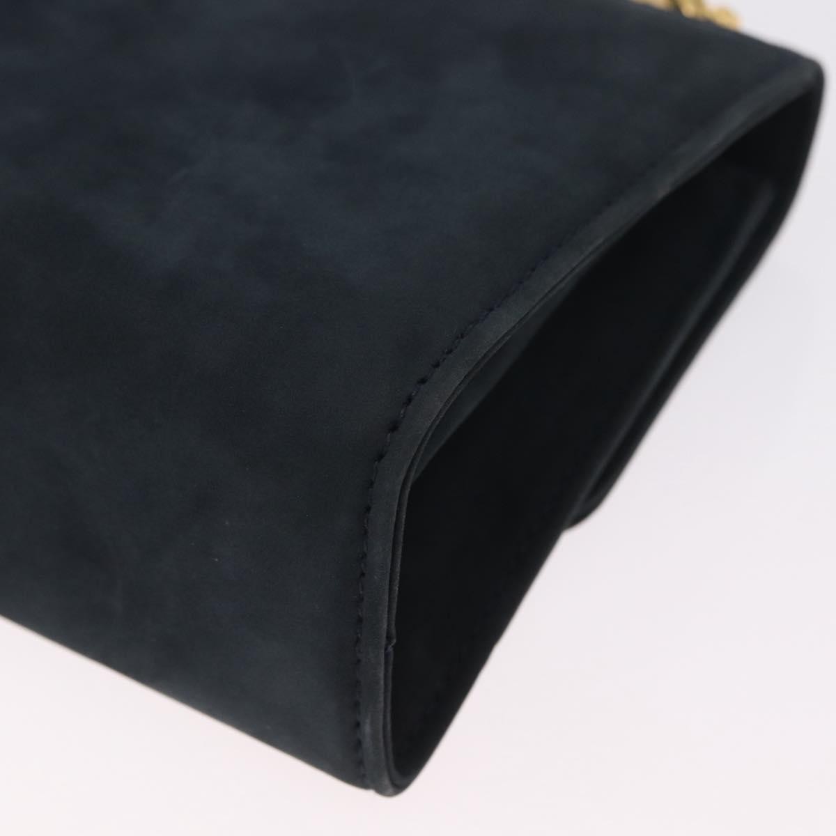 Salvatore Ferragamo Gancini Flap Suede, Navy, Suede, Shoulder Bag