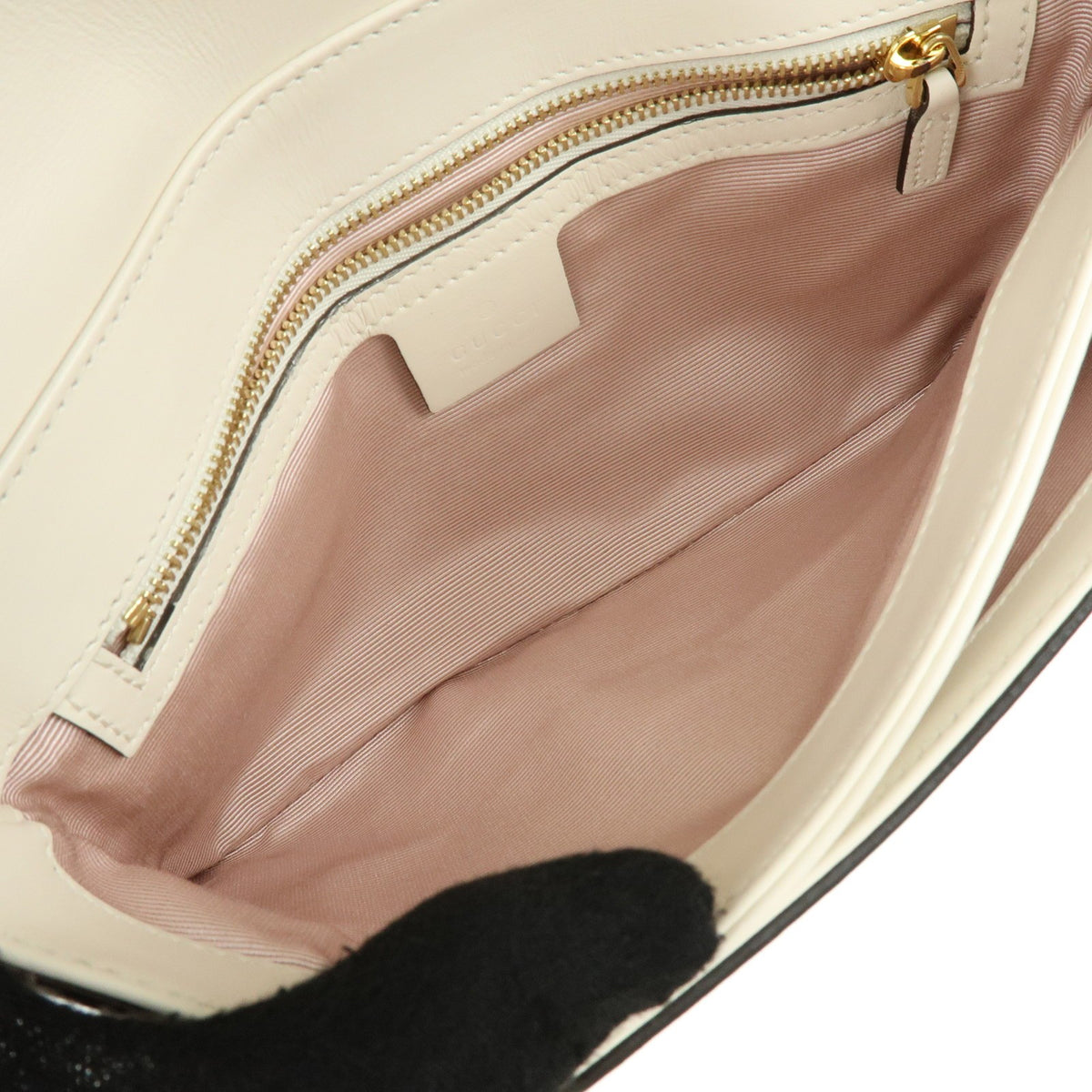Gucci Arli Leather, White, Leather, Shoulder Bag
