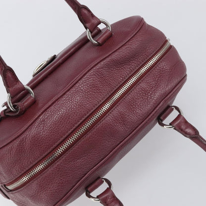 Prada Front Pocket Pushlock Convertible Boston Vitello Daino, Burgundy, Leather, Handbag
