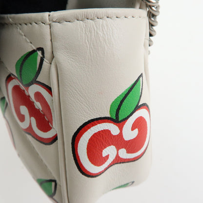 Gucci GG Marmont Flap Printed Diagonal Quilted Leather, White, Leather, Handbag