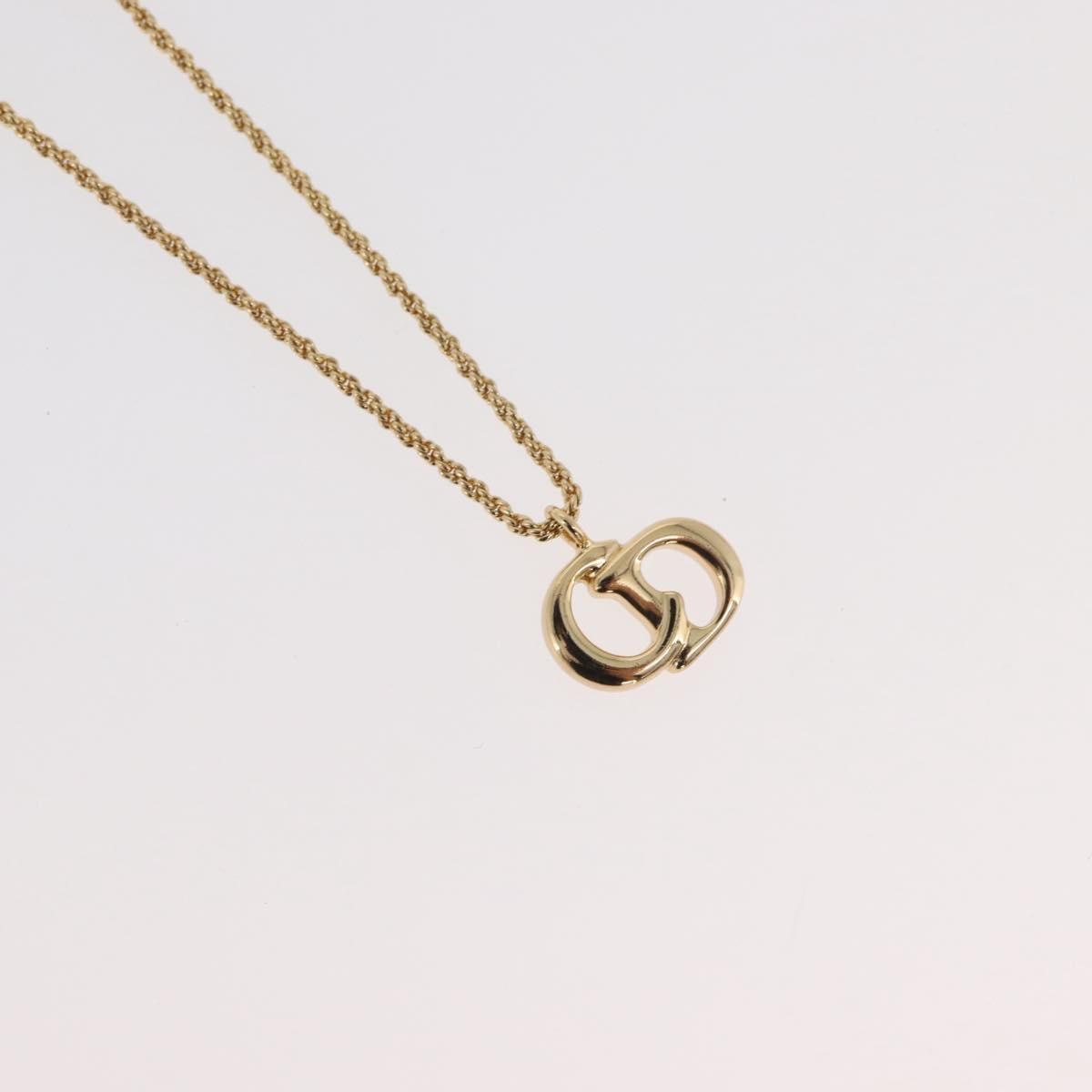 Christian Dior Logo Pendant Metal, Gold, Metal, Necklace