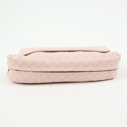 Bottega Veneta Expandable Chain Embossed Intrecciato Nappa, Pink, Leather, Crossbody Bag