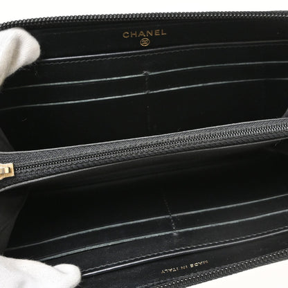 Chanel Portefeuille long CC logo Caviar Skin, Black, Leather, Wallet