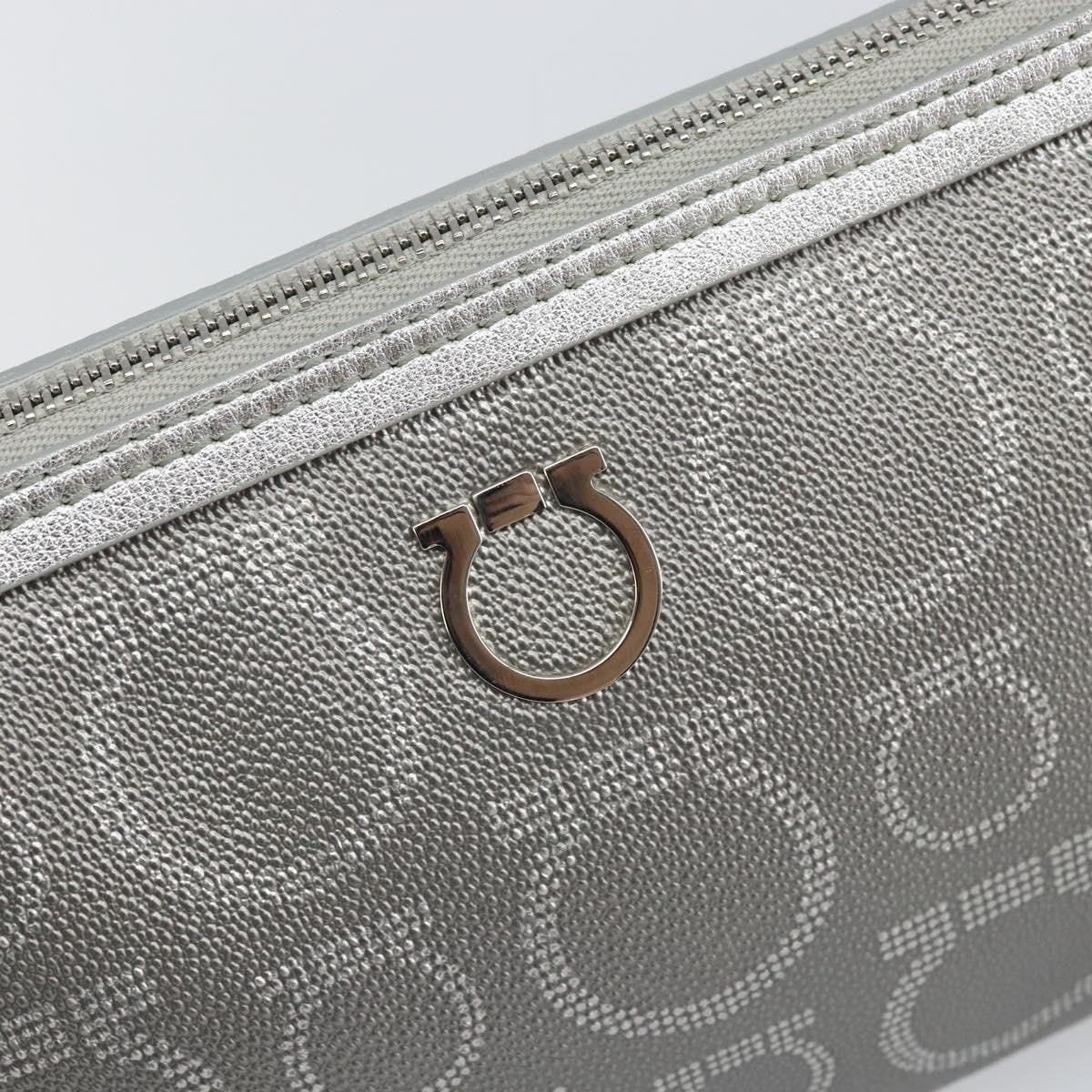 Salvatore Ferragamo Gancini Leather, Silver, Leather, Crossbody Bag