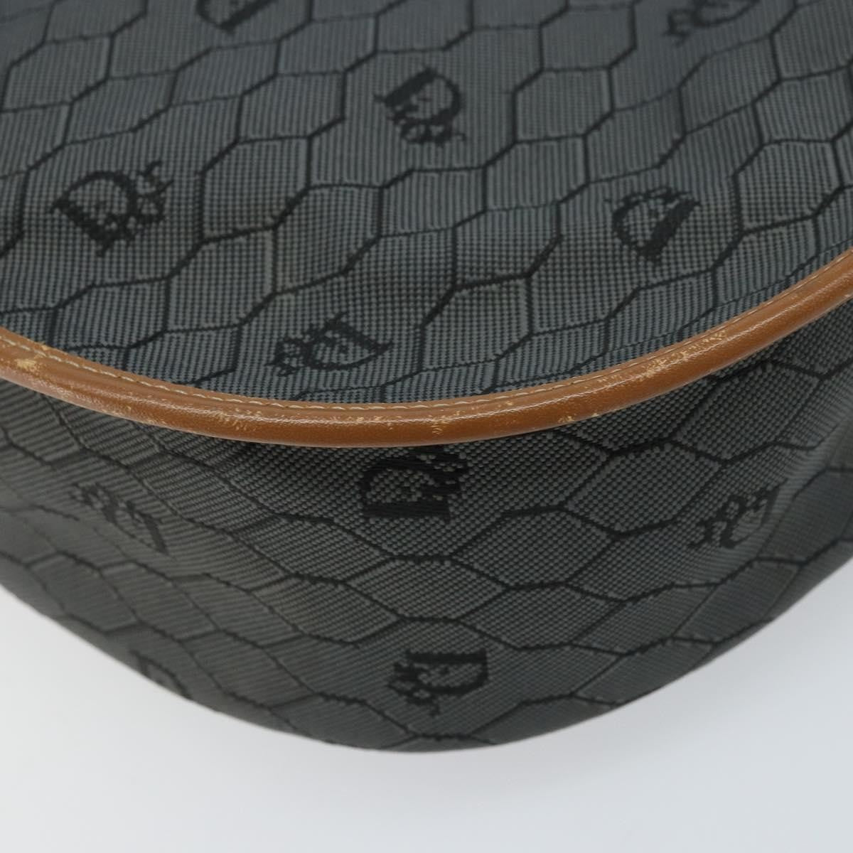 Christian Dior Vintage Honeycomb Flap Canvas and Leather, Black, Canvas, Shoulder Bag