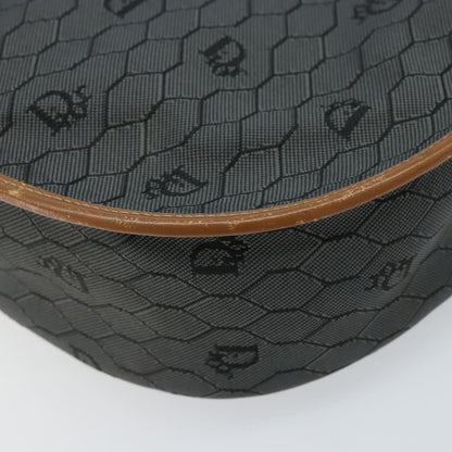 Christian Dior Vintage Honeycomb Flap Canvas and Leather, Black, Canvas, Shoulder Bag