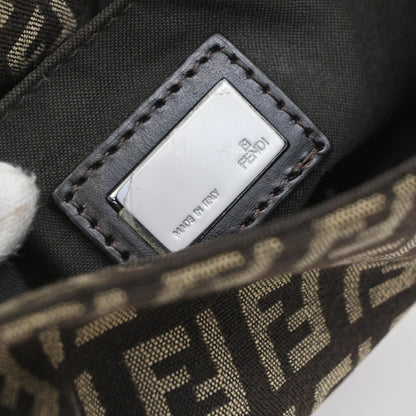 Fendi Vintage Flap Zucchino Canvas, Brown, Canvas, Crossbody Bag