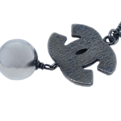 Chanel CC Pearl Drop Metal with Pearls, Black, Metal, Necklace