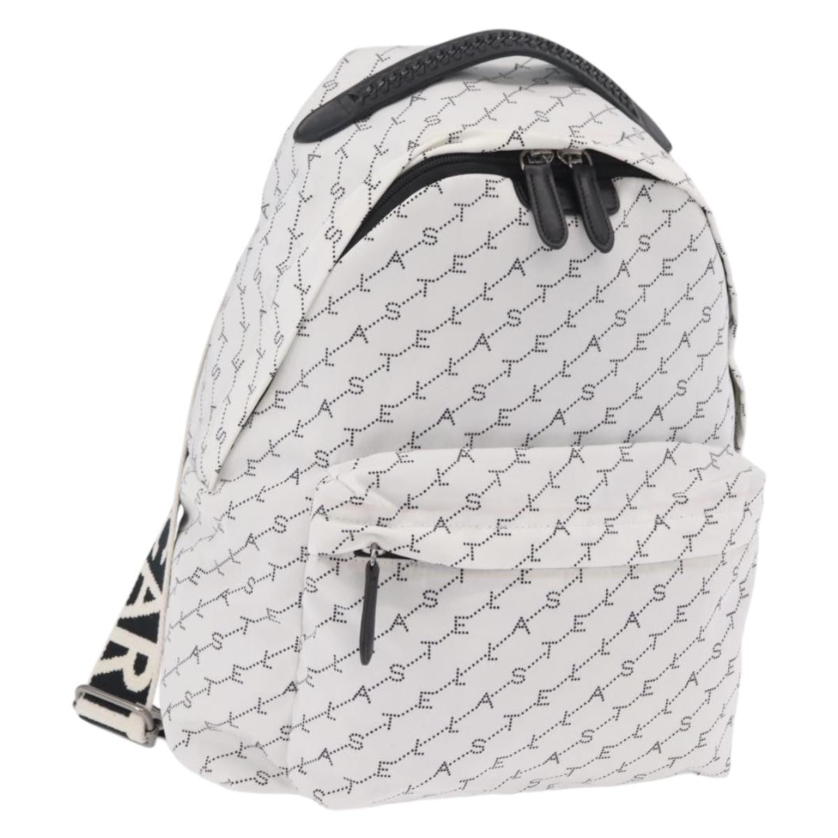 Stella McCartney Falabella Go Monogram Monogram Canvas, White, Nylon, Backpack
