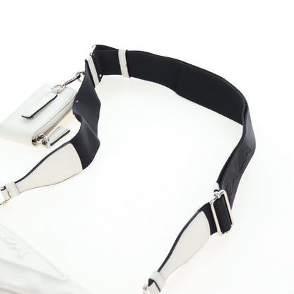 Prada Triangle Logo Wristlet Embossed Leather, White, Leather, Clutch