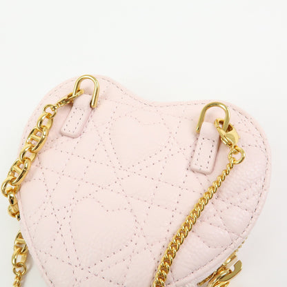 Christian Dior DiorAmour Caro Heart Pouch with Chain Cannage Quilt Calfskin, Pink, Leather, Clutch