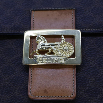 Celine Macadam Handbag Macadam with leather, BROWN, LEATHER, Handbag