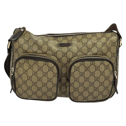 Gucci Double Pocket Messenger GG Coated Canvas, Beige, Canvas, Handbag